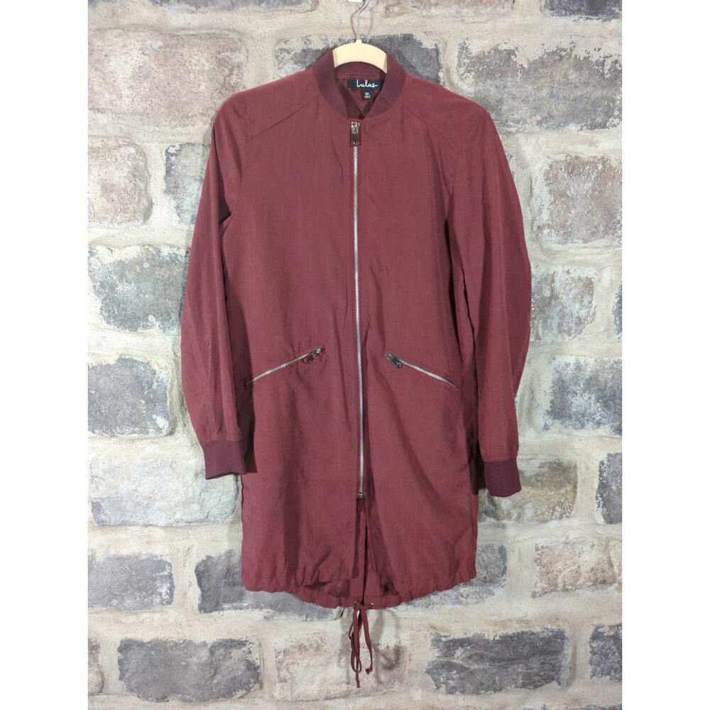 Lulu's Jacket Woman's XS Rio Grande Burgundy Longline Bomber‎ Lightweight